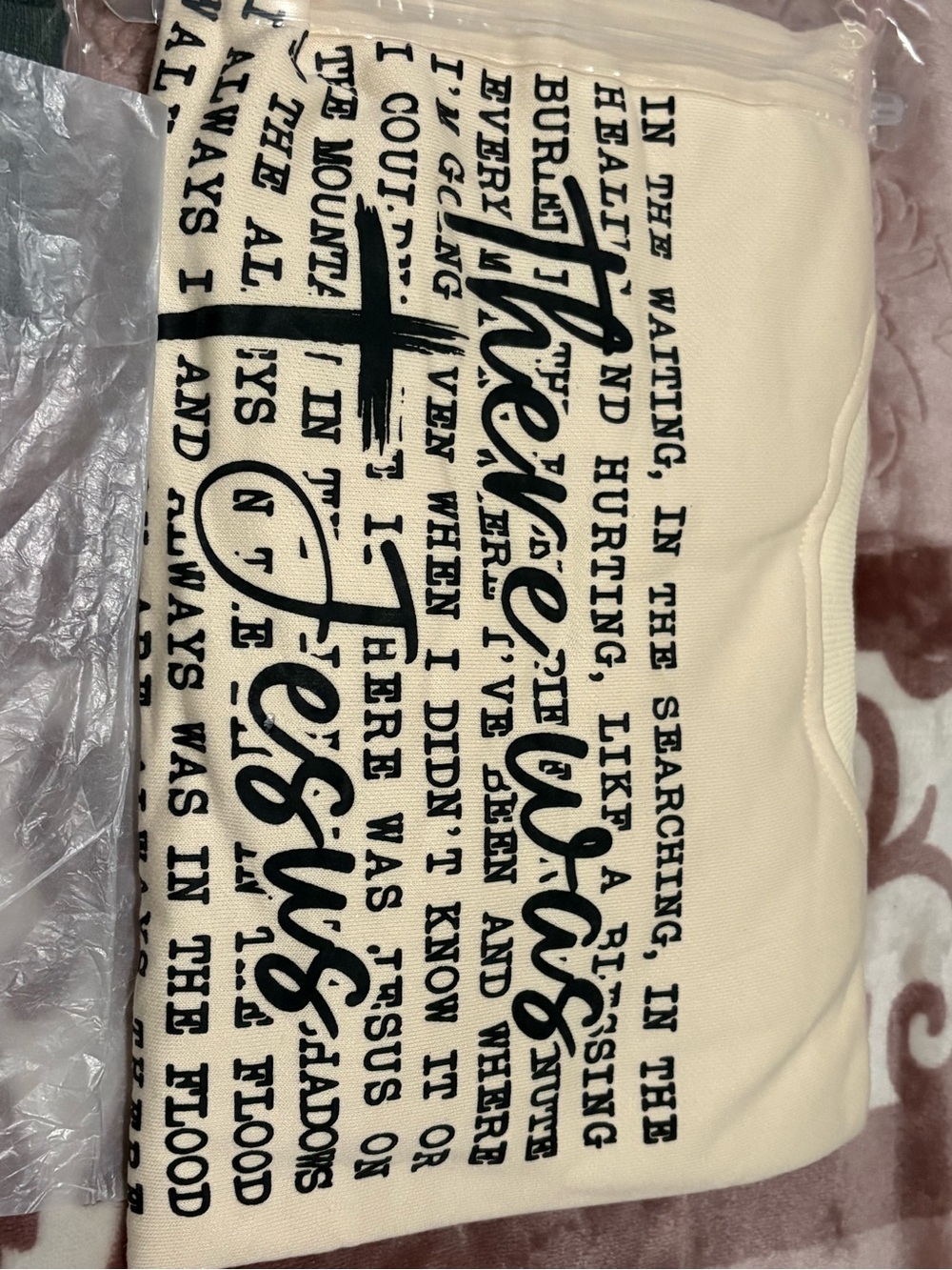 Cream Graphic Crewneck Sweater - Jesus Script Print